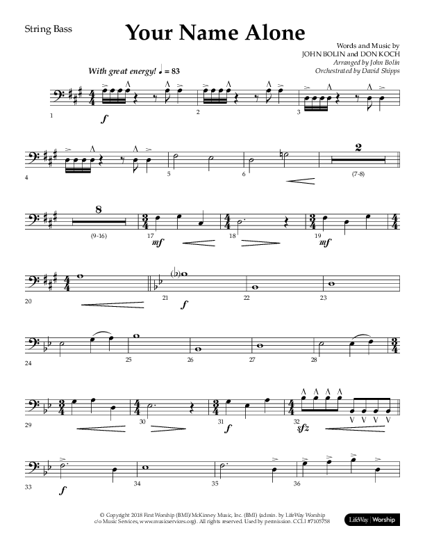Your Name Alone (Choral Anthem SATB) String Bass (Lifeway Choral / Arr. John Bolin)