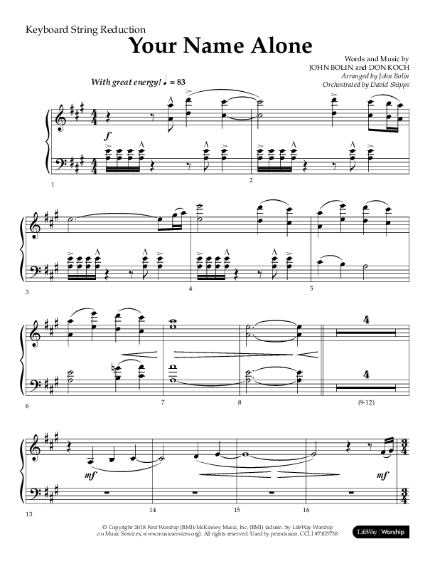 Your Name Alone (Choral Anthem SATB) String Reduction (Lifeway Choral / Arr. John Bolin)