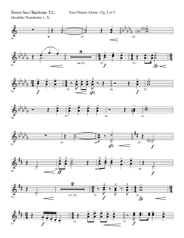 Your Name Alone (Choral Anthem SATB) Tenor Sax/Baritone T.C. (Lifeway Choral / Arr. John Bolin)