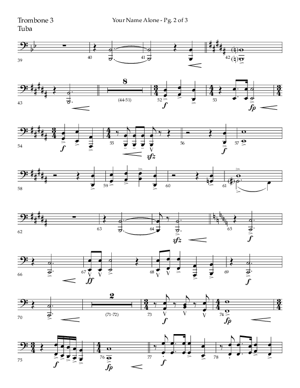 Your Name Alone (Choral Anthem SATB) Trombone 3/Tuba (Lifeway Choral / Arr. John Bolin)