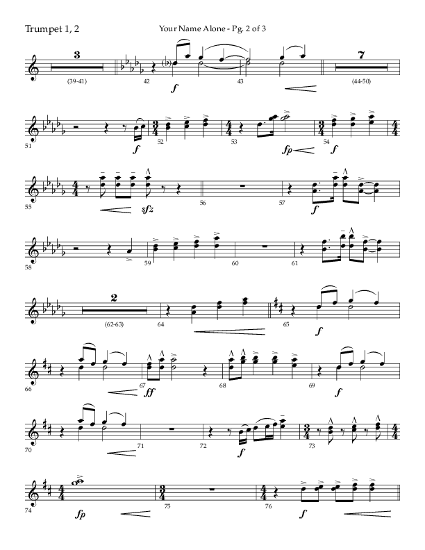 Your Name Alone (Choral Anthem SATB) Trumpet 1,2 (Lifeway Choral / Arr. John Bolin)