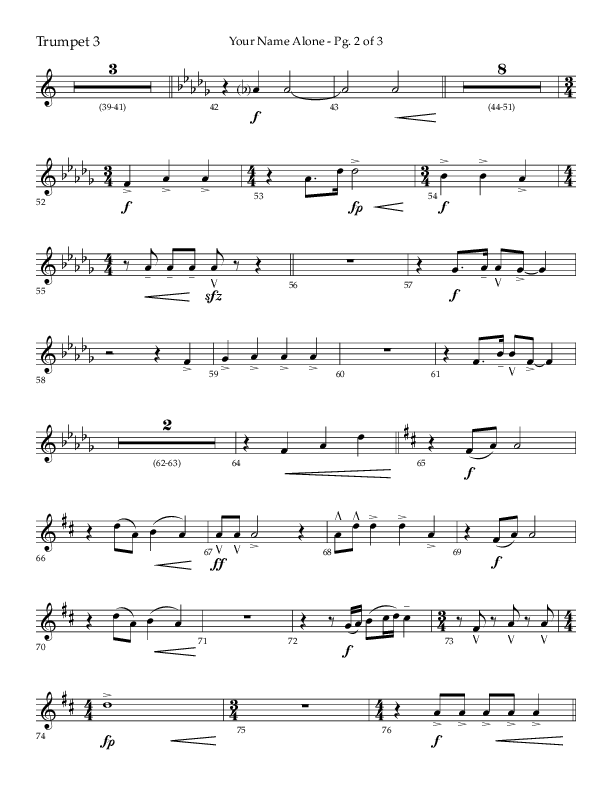 Your Name Alone (Choral Anthem SATB) Trumpet 3 (Lifeway Choral / Arr. John Bolin)