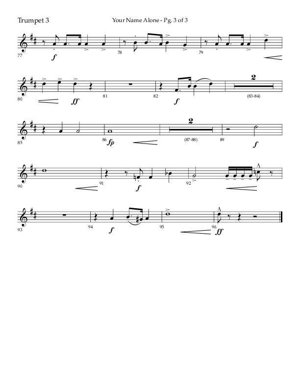 Your Name Alone (Choral Anthem SATB) Trumpet 3 (Lifeway Choral / Arr. John Bolin)