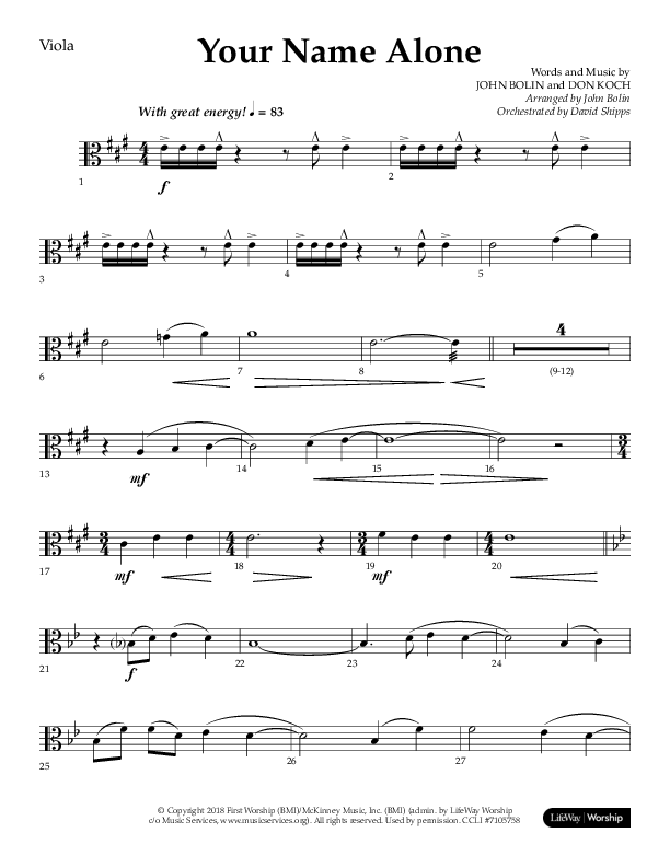 Your Name Alone (Choral Anthem SATB) Viola (Lifeway Choral / Arr. John Bolin)