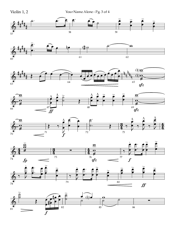 Your Name Alone (Choral Anthem SATB) Violin 1/2 (Lifeway Choral / Arr. John Bolin)