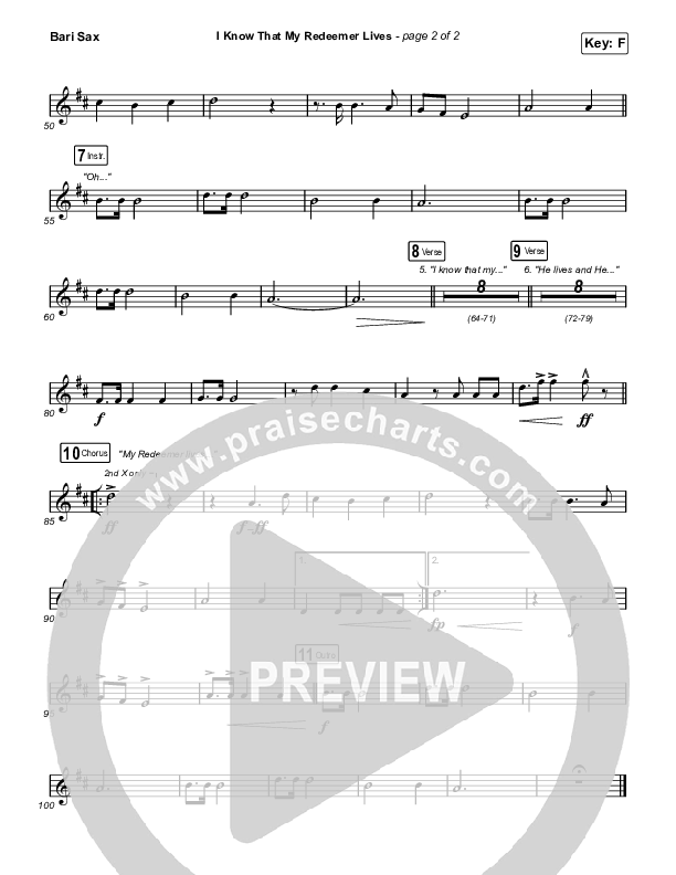 I Know That My Redeemer Lives Bari Sax (Keith & Kristyn Getty / Laura Story)