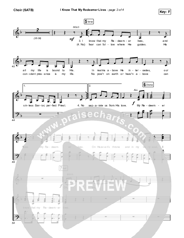 I Know That My Redeemer Lives Choir Sheet (SATB) (Keith & Kristyn Getty / Laura Story)