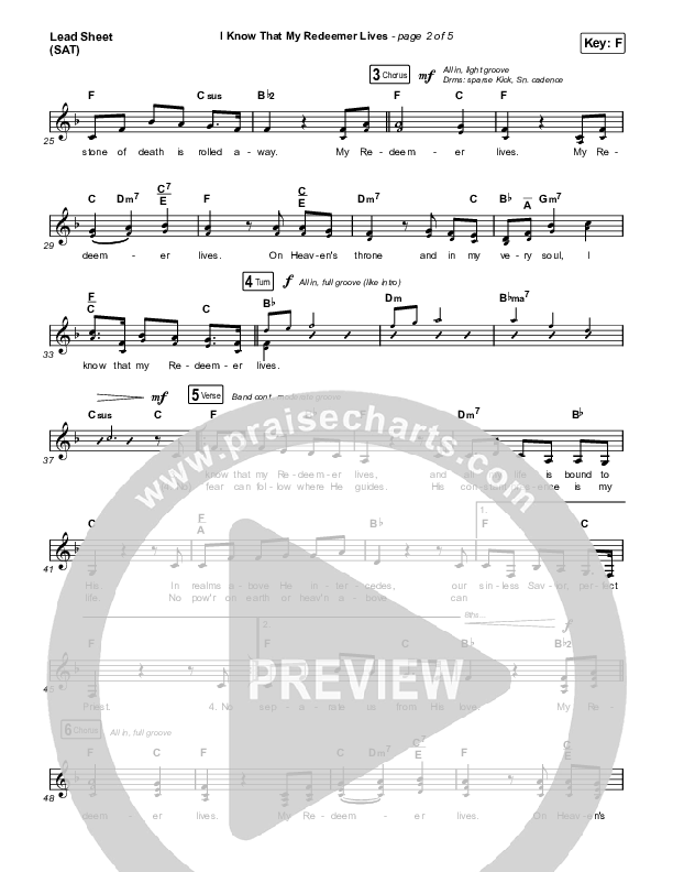 I Know That My Redeemer Lives Lead Sheet (SAT) (Keith & Kristyn Getty / Laura Story)