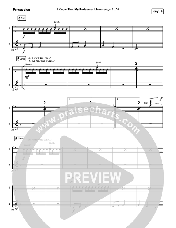 I Know That My Redeemer Lives Percussion (Keith & Kristyn Getty / Laura Story)