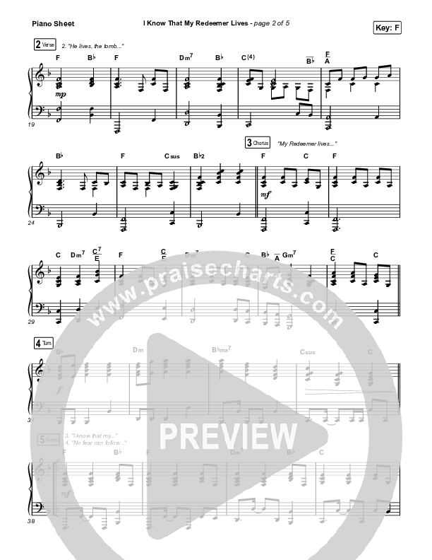 I Know That My Redeemer Lives Piano Sheet (Keith & Kristyn Getty / Laura Story)