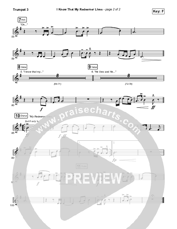 I Know That My Redeemer Lives Trumpet 3 (Keith & Kristyn Getty / Laura Story)