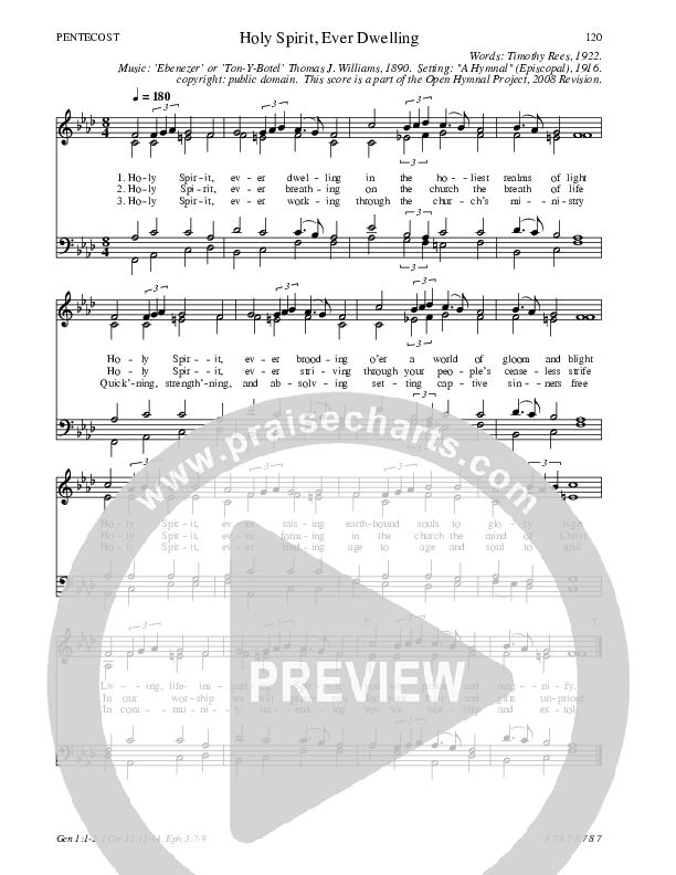 Holy Spirit Ever Dwelling Hymn Sheet (SATB) (Traditional Hymn)