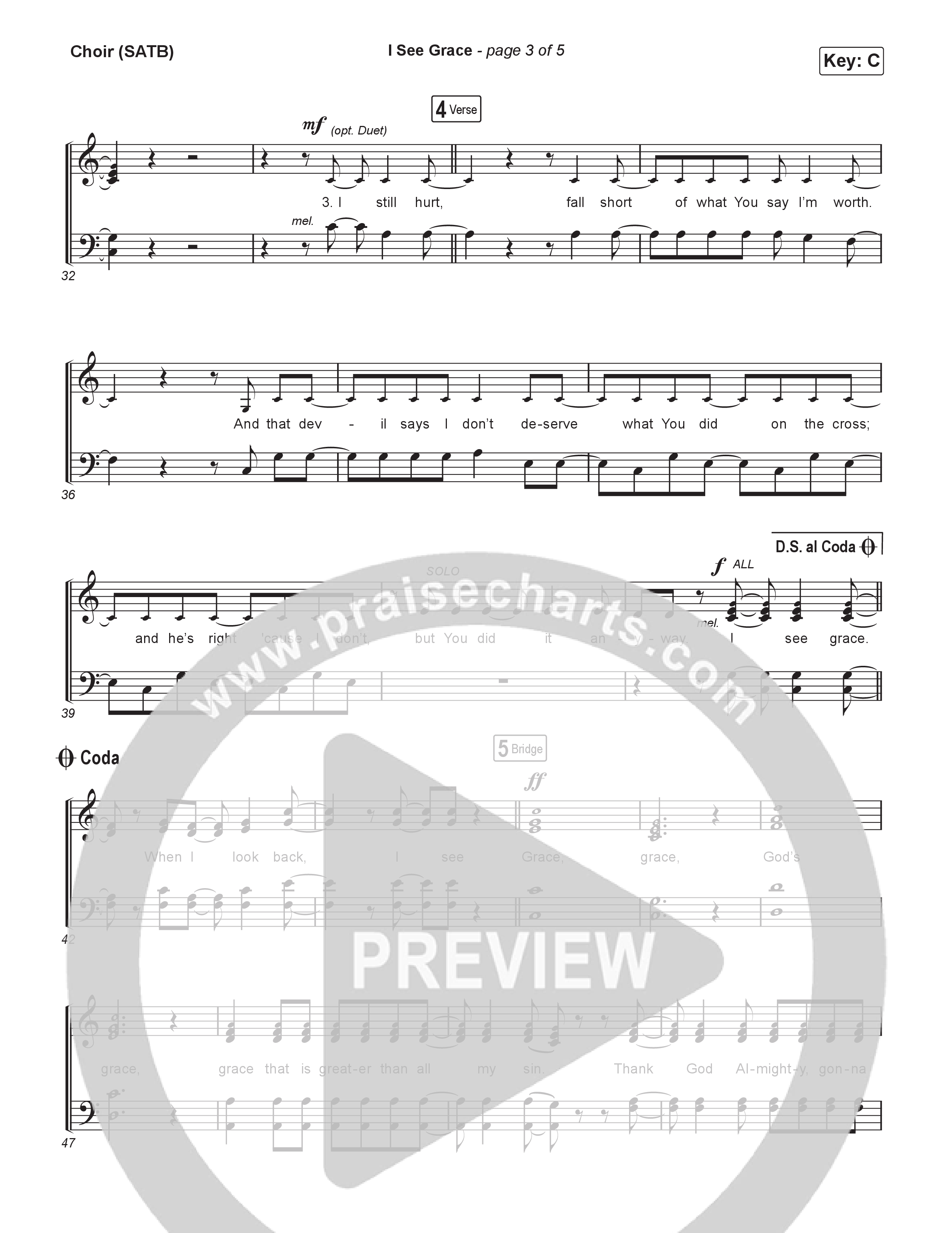 I See Grace Choir Sheet (SATB) (Micah Tyler)