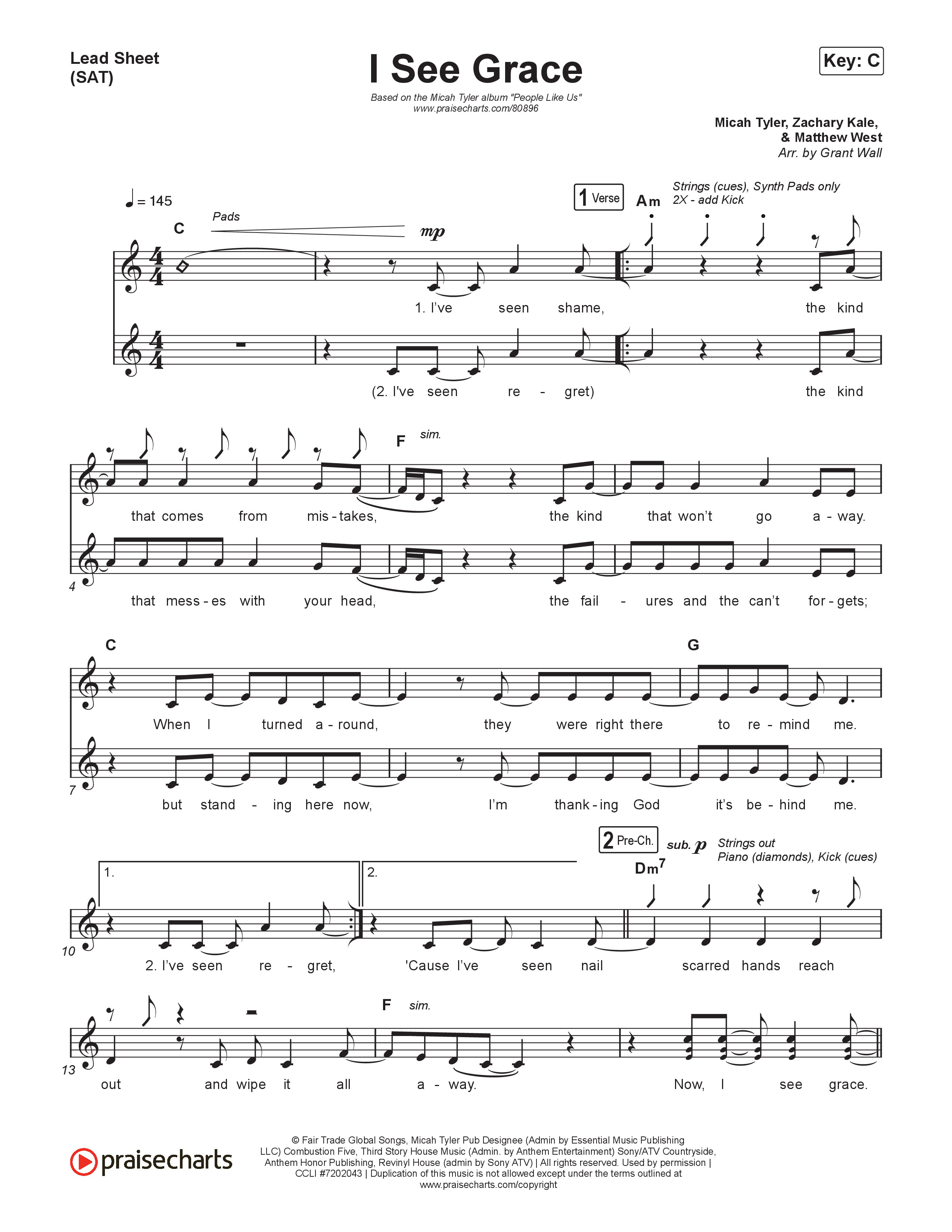 I See Grace Lead Sheet (SAT) (Micah Tyler)