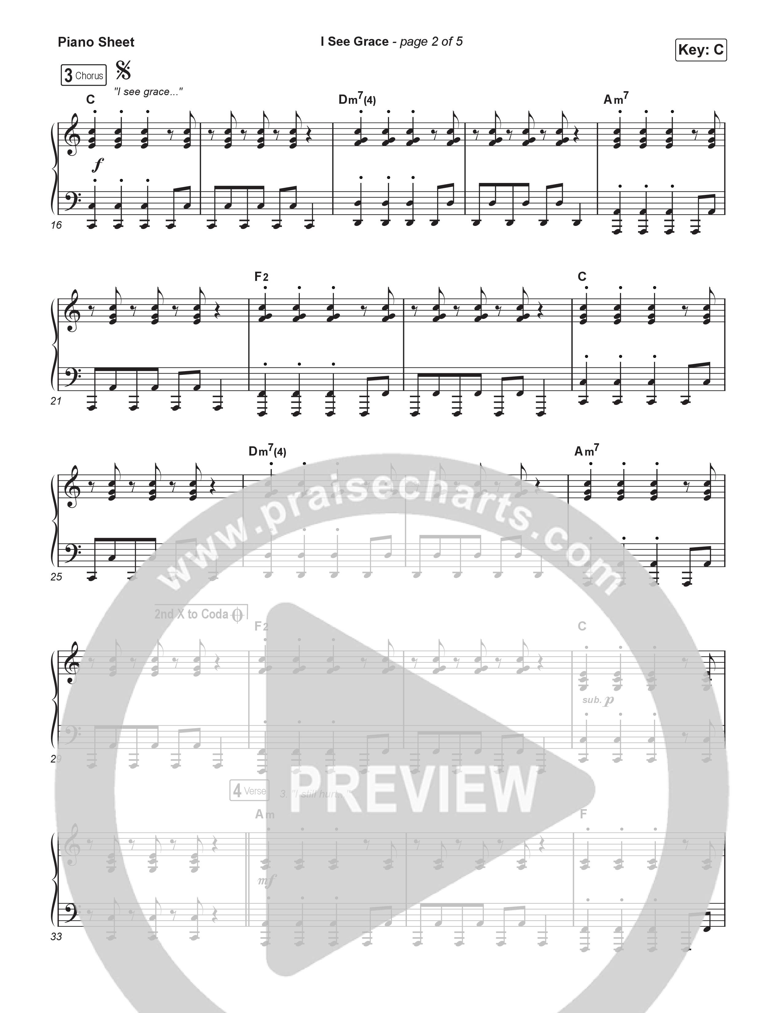 I See Grace Piano Sheet (Micah Tyler)