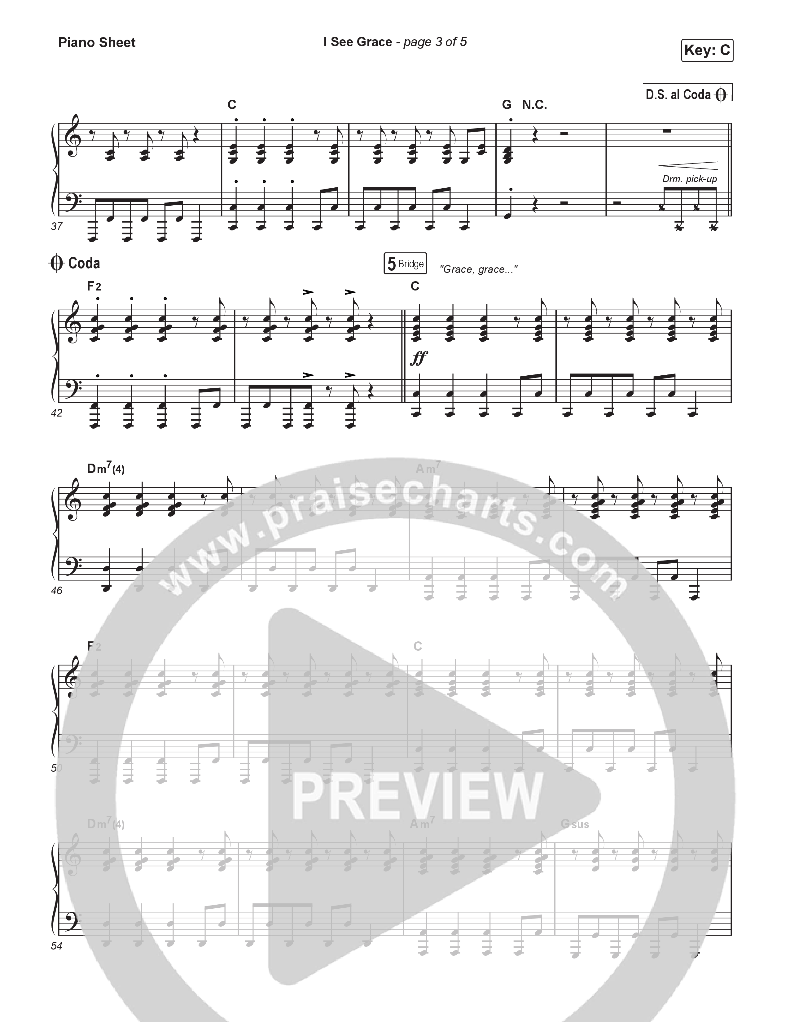 I See Grace Piano Sheet (Micah Tyler)