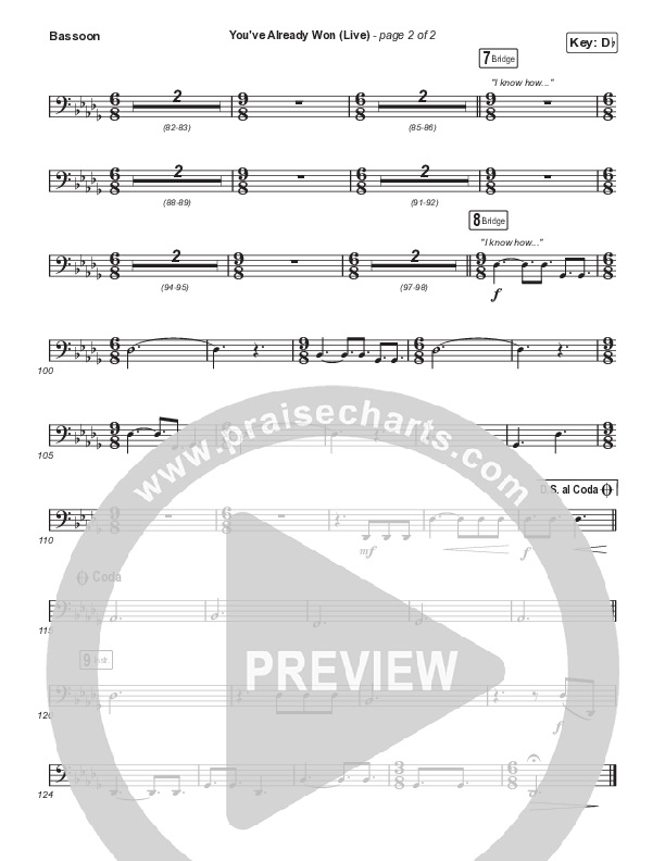 You've Already Won (Choral Anthem SATB) Bassoon (Shane & Shane / Arr. Mason Brown)