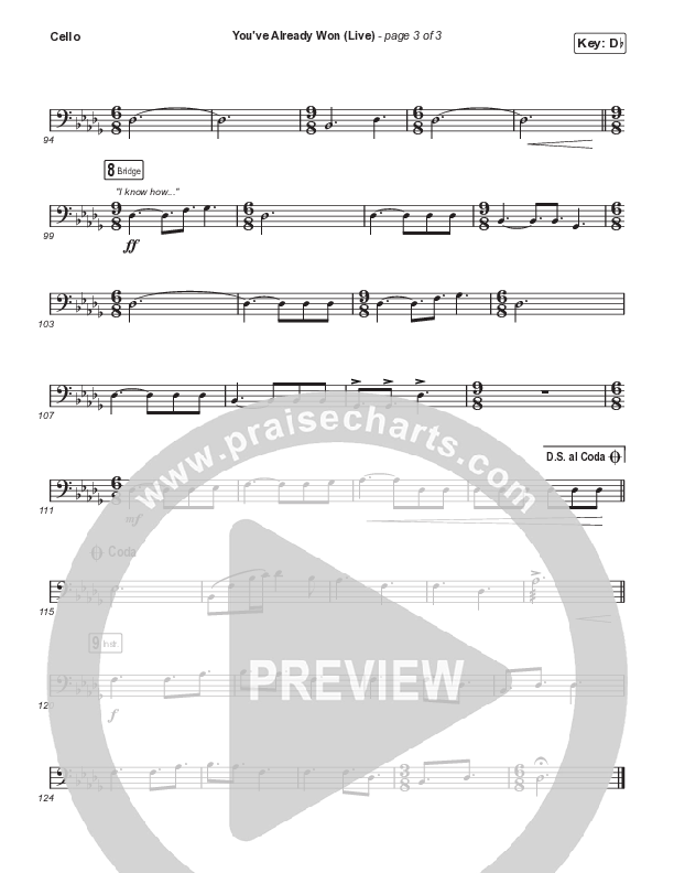 You've Already Won (Choral Anthem SATB) Cello (Shane & Shane / Arr. Mason Brown)
