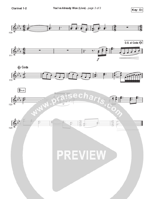 You've Already Won (Choral Anthem SATB) Clarinet 1,2 (Shane & Shane / Arr. Mason Brown)