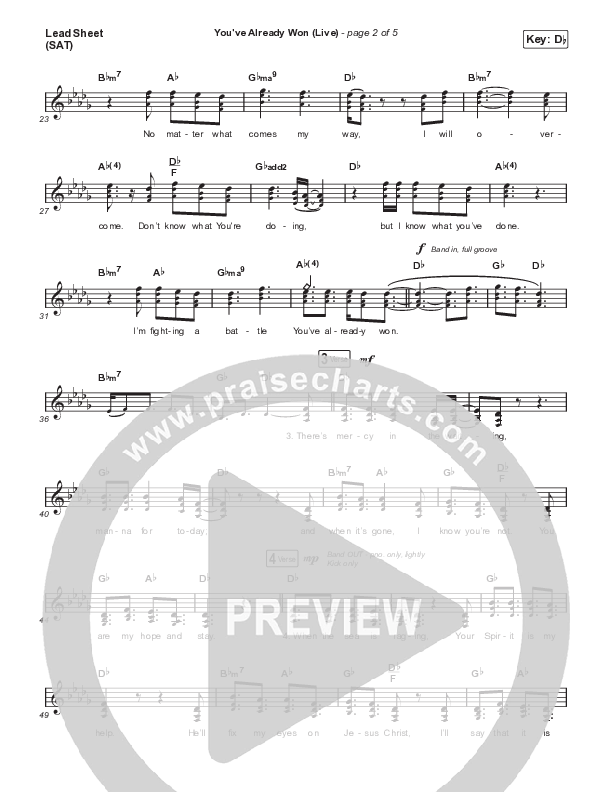 You've Already Won (Choral Anthem SATB) Lead Sheet (SAT) (Shane & Shane / Arr. Mason Brown)