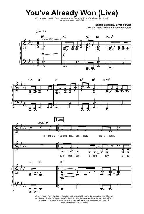 You've Already Won (Choral Anthem SATB) Octavo (SATB & Pno) (Shane & Shane / Arr. Mason Brown)