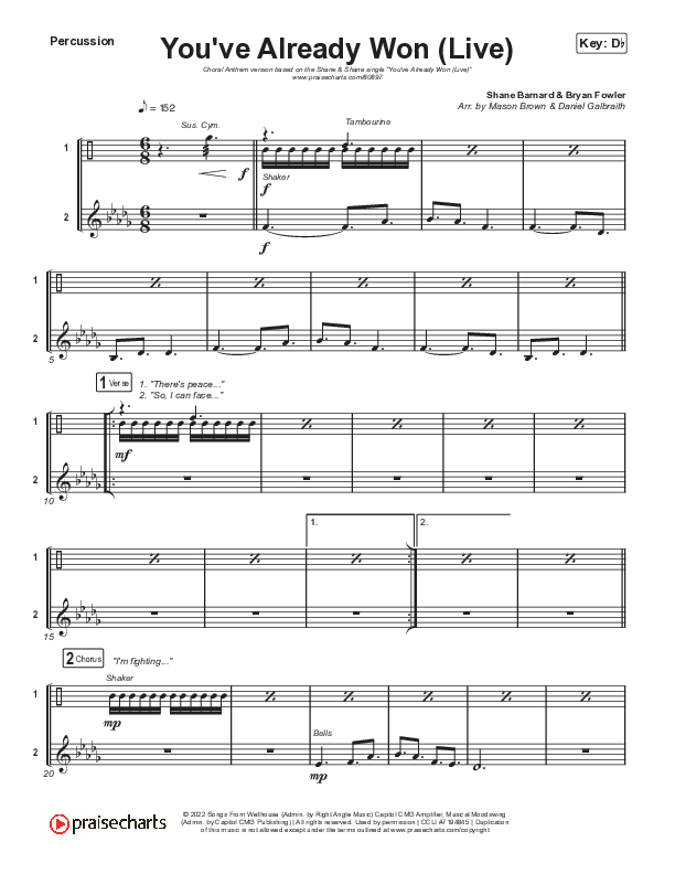 You've Already Won (Choral Anthem SATB) Percussion (Shane & Shane / Arr. Mason Brown)