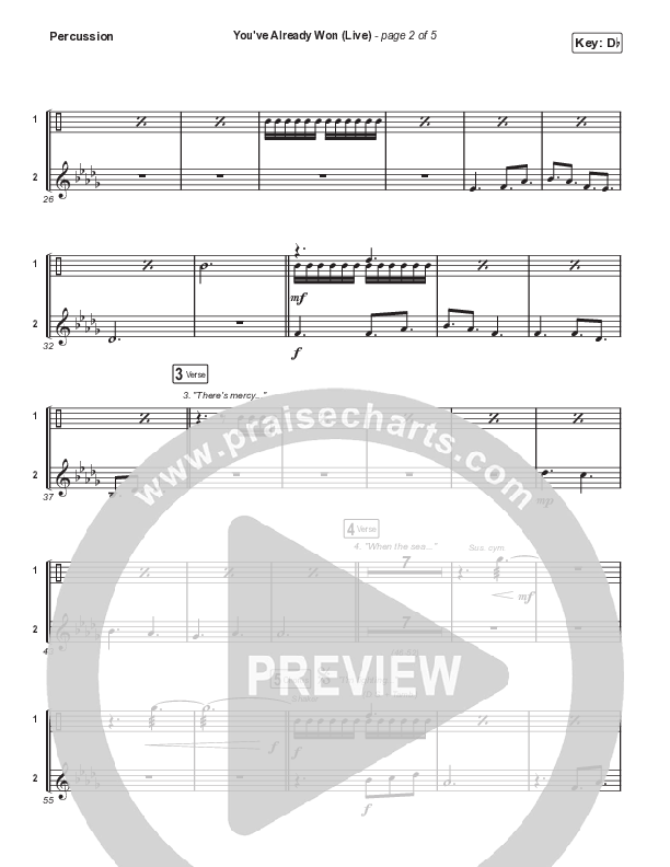 You've Already Won (Choral Anthem SATB) Percussion (Shane & Shane / Arr. Mason Brown)
