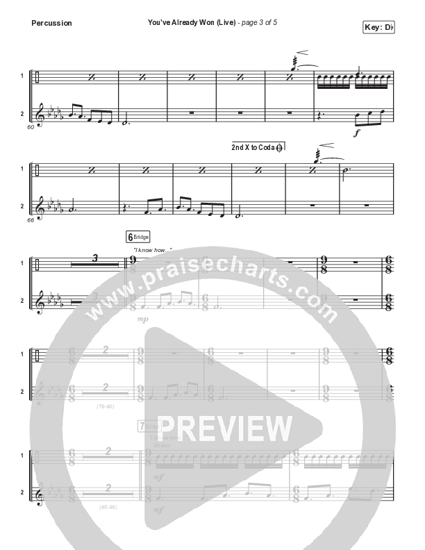 You've Already Won (Choral Anthem SATB) Percussion (Shane & Shane / Arr. Mason Brown)