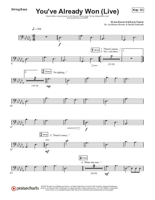 You've Already Won (Choral Anthem SATB) String Bass (Shane & Shane / Arr. Mason Brown)