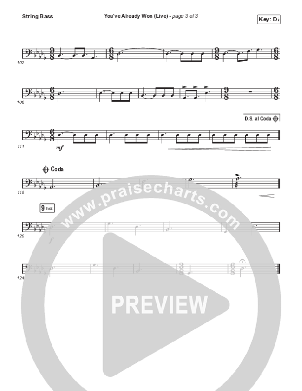 You've Already Won (Choral Anthem SATB) String Bass (Shane & Shane / Arr. Mason Brown)