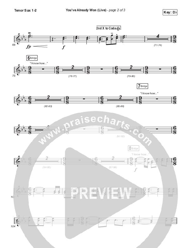 You've Already Won (Choral Anthem SATB) Tenor Sax 1,2 (Shane & Shane / Arr. Mason Brown)