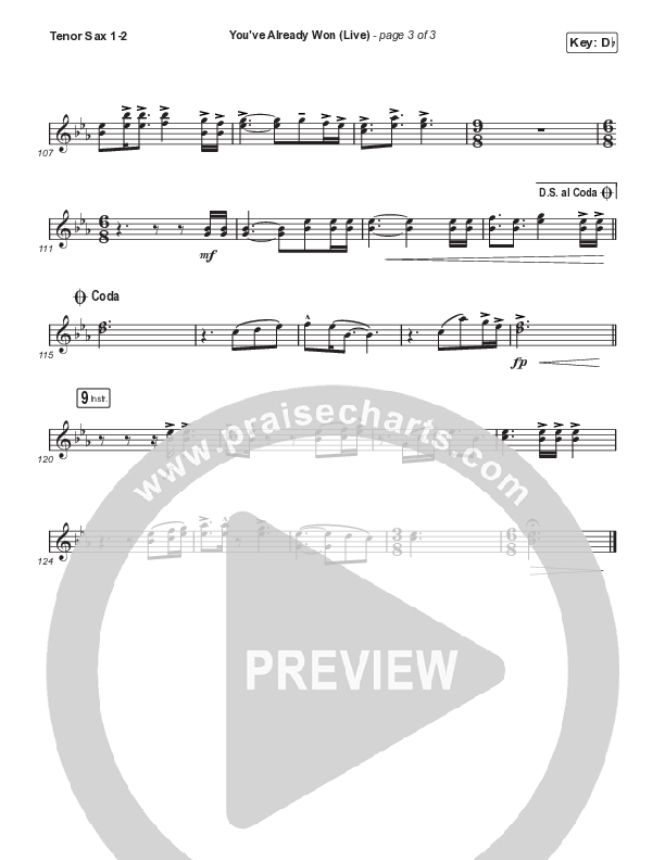 You've Already Won (Choral Anthem SATB) Tenor Sax 1,2 (Shane & Shane / Arr. Mason Brown)