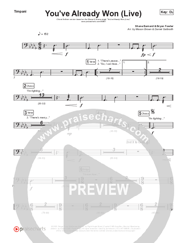 You've Already Won (Choral Anthem SATB) Timpani (Shane & Shane / Arr. Mason Brown)