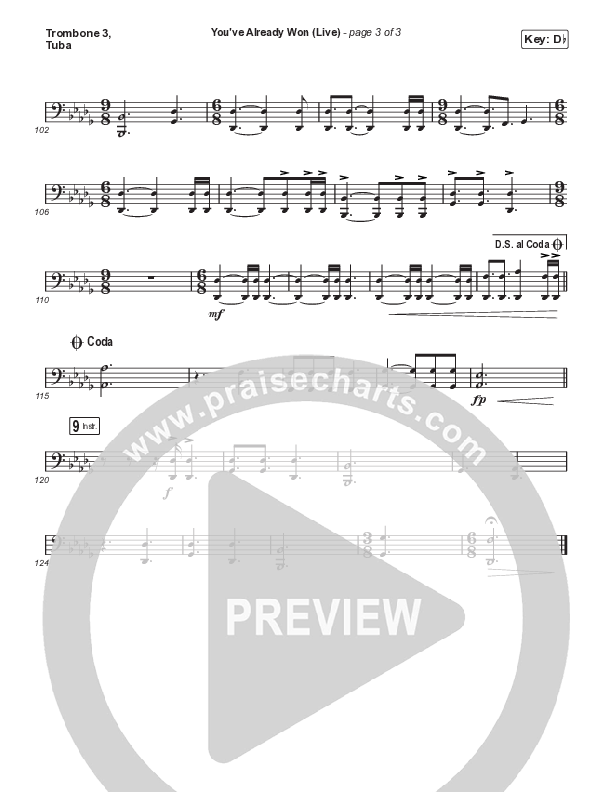 You've Already Won (Choral Anthem SATB) Trombone 3/Tuba (Shane & Shane / Arr. Mason Brown)