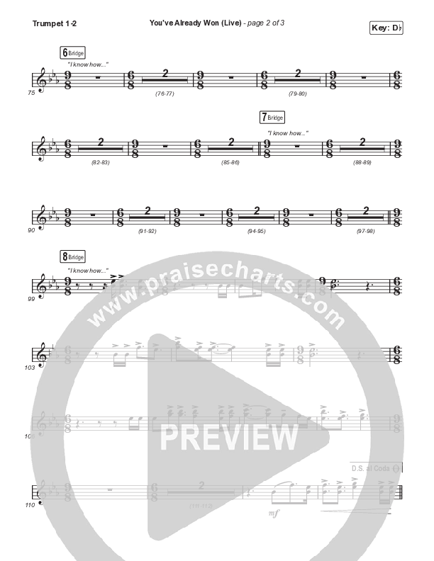 You've Already Won (Choral Anthem SATB) Trumpet 1,2 (Shane & Shane / Arr. Mason Brown)