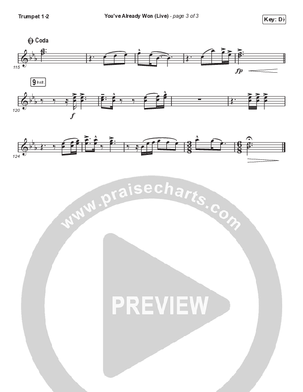You've Already Won (Choral Anthem SATB) Trumpet 1,2 (Shane & Shane / Arr. Mason Brown)