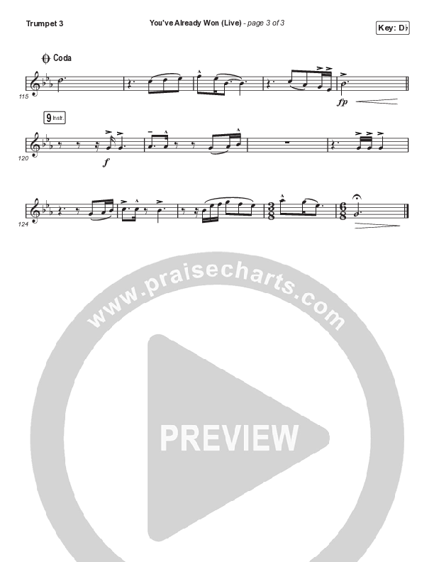 You've Already Won (Choral Anthem SATB) Trumpet 3 (Shane & Shane / Arr. Mason Brown)