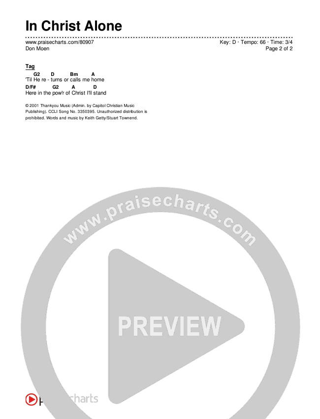 In Christ Alone Chords & Lyrics (Don Moen)