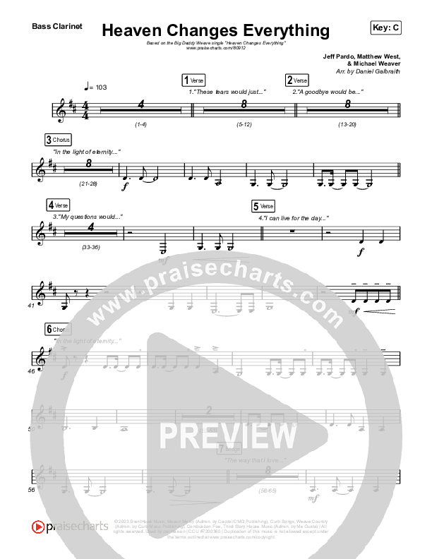 Heaven Changes Everything Bass Clarinet (Big Daddy Weave)