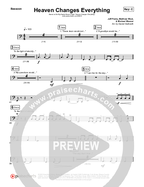 Heaven Changes Everything Bassoon (Big Daddy Weave)