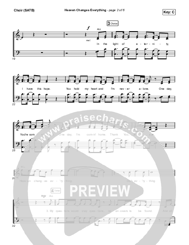 Heaven Changes Everything Vocal Sheet (SATB) (Big Daddy Weave)