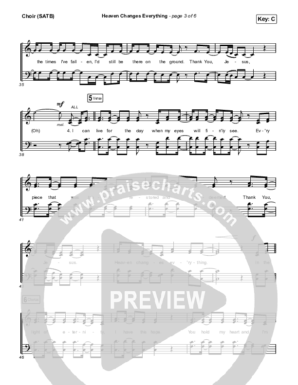 Heaven Changes Everything Vocal Sheet (SATB) (Big Daddy Weave)