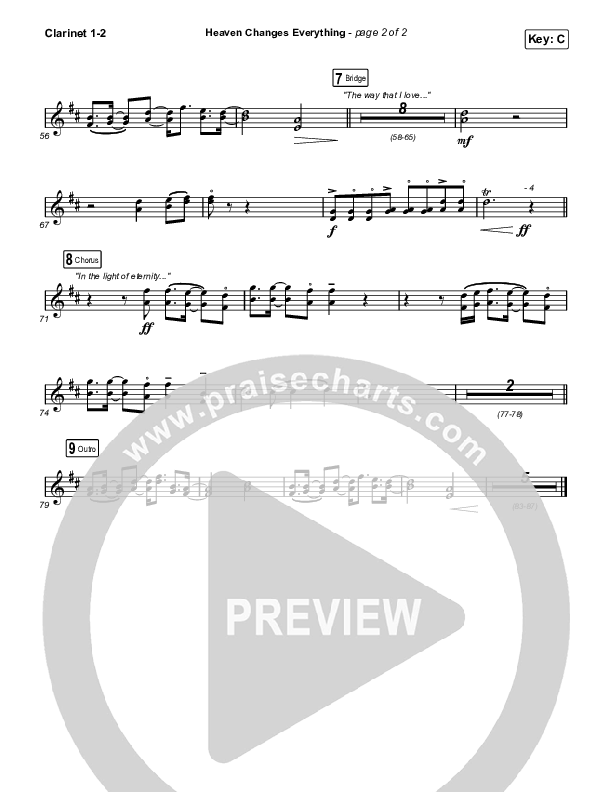 Heaven Changes Everything Clarinet 1/2 (Big Daddy Weave)
