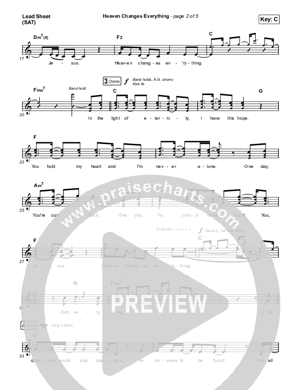 Heaven Changes Everything Lead Sheet (SAT) (Big Daddy Weave)