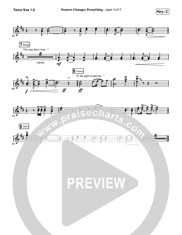 Heaven Changes Everything Tenor Sax 1/2 (Big Daddy Weave)