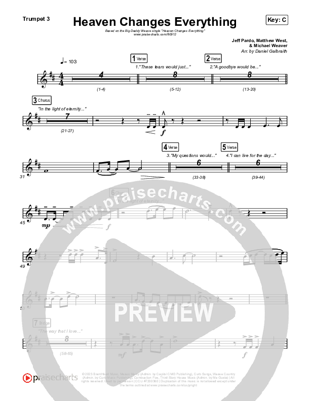 Heaven Changes Everything Trumpet 3 (Big Daddy Weave)