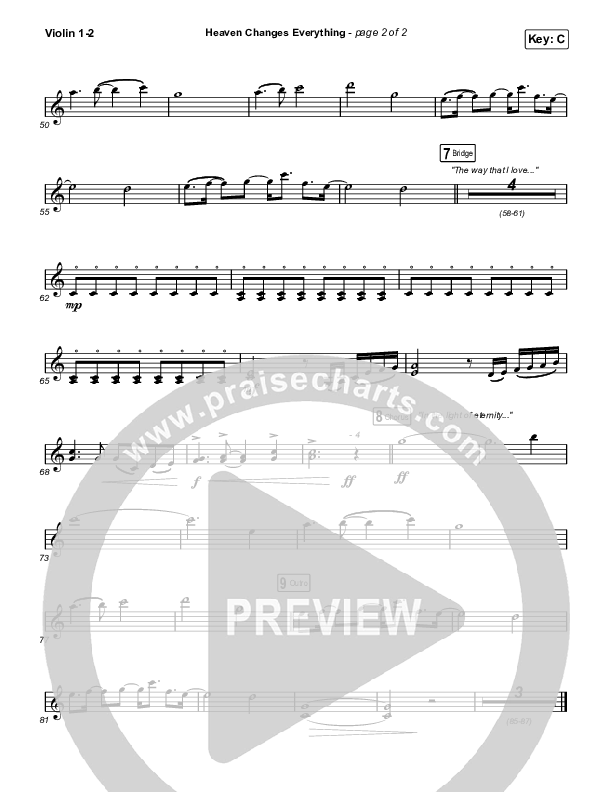 Heaven Changes Everything Violin 1/2 (Big Daddy Weave)