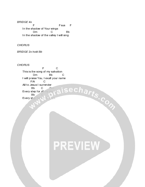 Song Of My Salvation (Live) Chord Chart (Canyon Hills Worship)