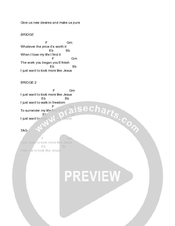 More Like Jesus (Live) Chord Chart (Canyon Hills Worship)