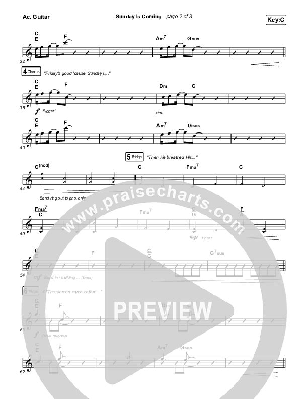 Sunday Is Coming (Choral Anthem SATB) Acoustic Guitar (Phil Wickham / Arr. Mason Brown)